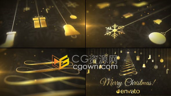 精美典雅圣诞视频贺卡多种闪光纹理粒子装饰背景元素点缀-AE模板