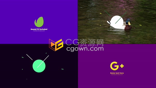 2D扁平化形状图形公司LOGO标志翻转演绎片头MG动画视频-AE模板下载