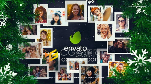 圣诞节主题照片墙展示节日祝福标题开场白-AE模板