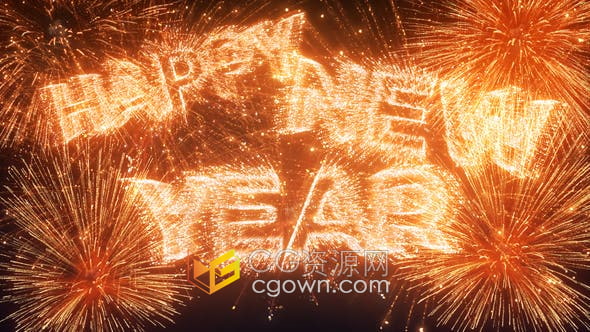 AE模板-制作新年逼真烟花标志祝福贺卡新年倒数除夕倒计时动画