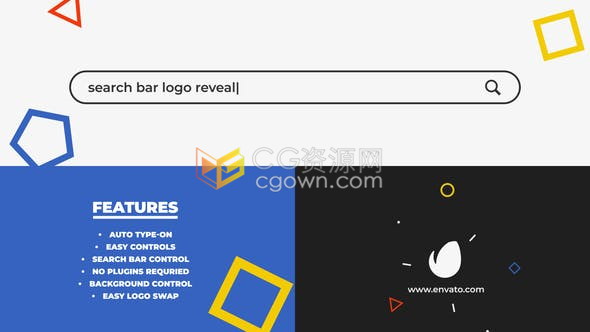 搜索引擎输入框栏打出关键词搜索结果LOGO演绎动画视频片头-AE模板下载