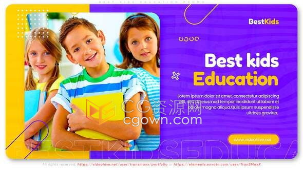 明亮多彩儿童教育培训机构课程介绍少年游乐场活动宣传片-AE模板