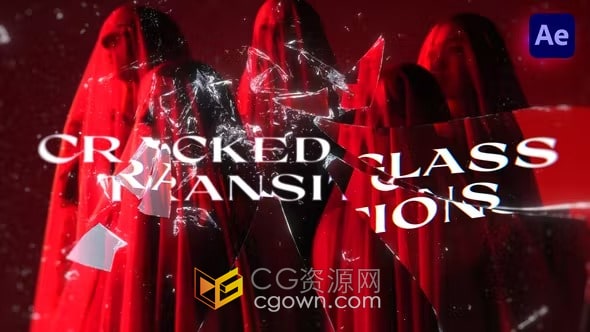 30个破裂的玻璃变形转场-AE破碎玻璃过渡模板