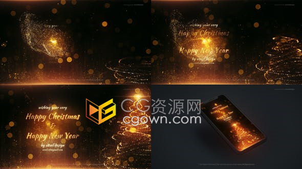 设计精美闪亮豪华粒子演绎节日活动宣传动态海报-AE模板