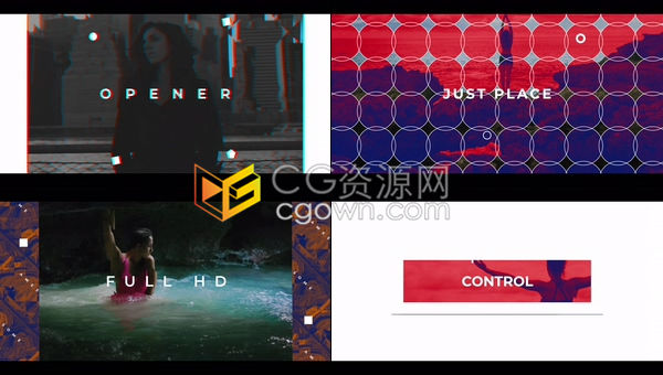 多彩亮丽时尚开场白多图形快速过渡排版文字动画演变现代宣传片-AE模板