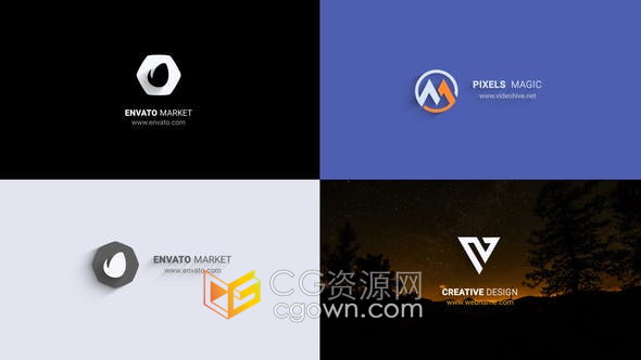 AE模板-适合各种科技商业公司品牌干净简单有光泽感的标志展示