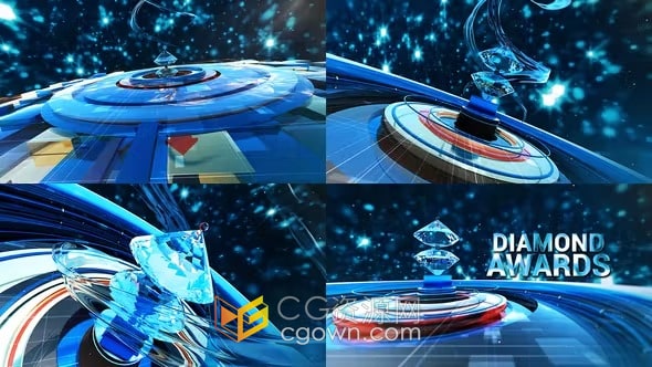 AE模板-魅力珠宝水晶3D钻石动画优雅颁奖典礼晚会活动包装