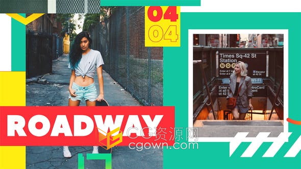 AE模板-时尚创意彩色图文拼贴展示动态照片电子相册旅游介绍景点宣传