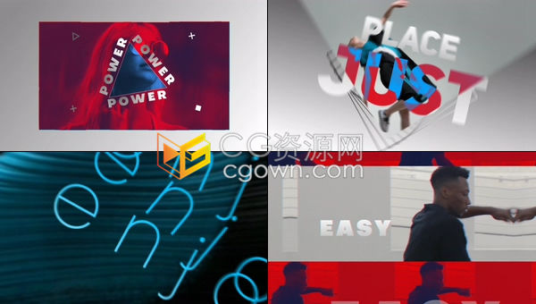 时尚嘻哈动感街头风毛刺像素错位文字排版标题动画片头图文切换开场白-AE模板