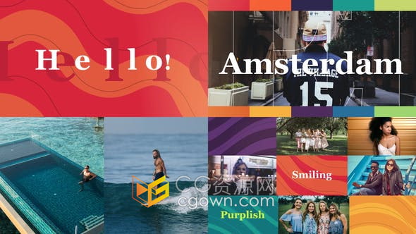 AE模板-动态快速抽象背景动画城市旅游宣传多屏展示婚礼视频相册