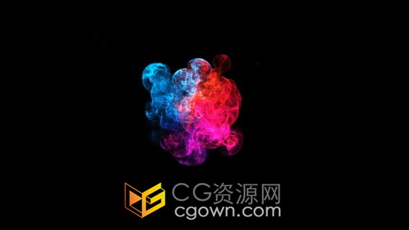 多彩旋转烟雾标志显示美妆品牌活动LOGO片头-AE模板