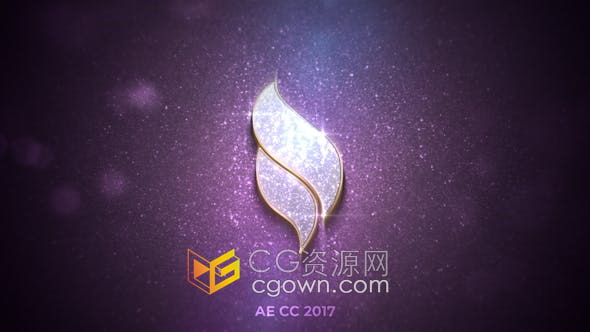AE模板-闪闪发光宝石填充粒子环绕挤压标志奢侈品珠宝首饰品牌LOGO动画