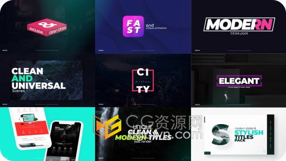 11个独特标题场景现代企业干净文字标题动画-AE模板
