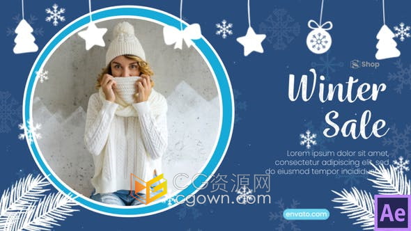 AE模板-秋冬服装品牌新品推荐宣传广告商场圣诞新年购物优惠推广视频