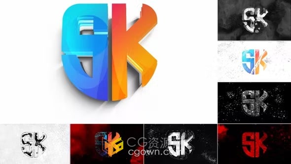 屏闪Glitch Grunge场景故障标志动画-AE模板