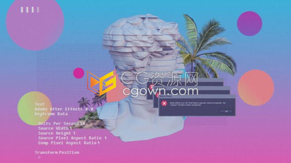 时尚设计元素古董雕像故障展示后现代标志LOGO动画-AE模板下载