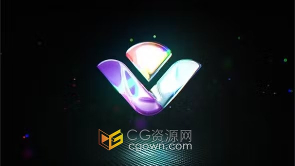 AE模板-彩色光泽光斑粒子标志动画Glossy Particle Logo