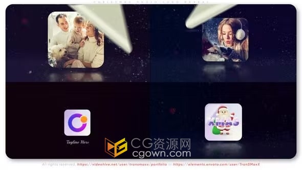 AE模板-照片叠加相册片头快乐圣诞新年冬季视频问候