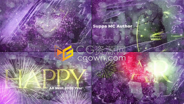 2020年新年倒计时神奇魔法粒子时钟计时器节日庆祝烟花动画开场-AE模板