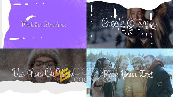 制作生动活泼的新年圣诞假期节日视频过渡效果动画-AE模板