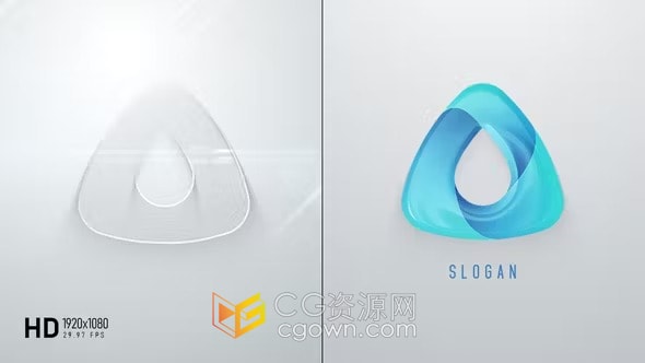 清晰简约线条描边LOGO轮廓带水波纹动画标志-AE模板