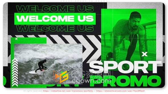 AE模板-社交媒体展示体育频道赛事介绍健身房健身中心宣传片