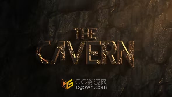 黑暗洞穴岩石3D标题动画视频片头-AE模板下载