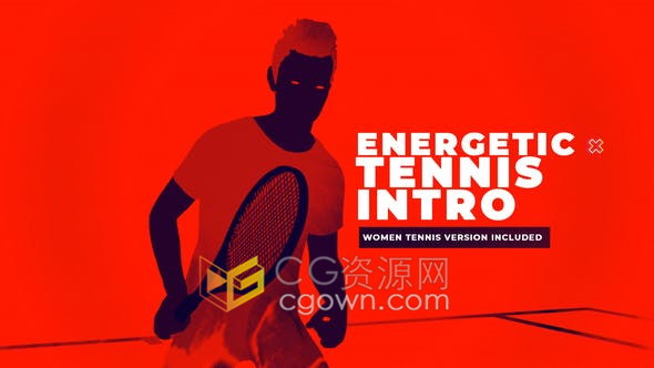 活力专业剪影人物网球比赛宣传片介绍体育节目电视广播开场-AE模板