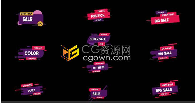 4K明亮简单标题动画商店促销展示折扣介绍社交媒体演示文本动画-AE模板