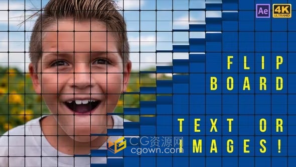 全屏翻盖翻转板LED大屏幕广告牌翻转动画效果视频-AE模板