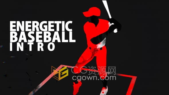 棒球剪影运动员演绎棒球比赛介绍体育赛事节目开场-AE模板