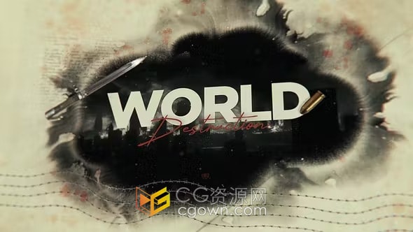 水墨晕染效果历史纪录片开场战争电影预告片-AE模板