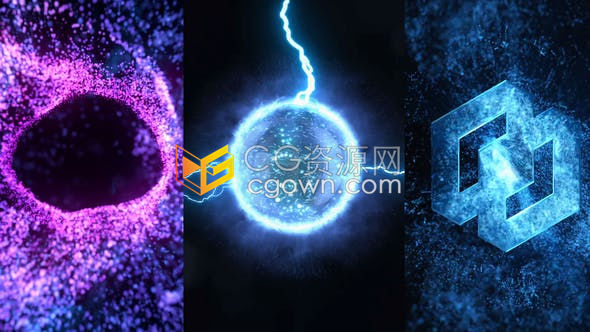多彩抽象流体演绎能量涡旋粒子标志揭示LOGO动画-AE模板下载