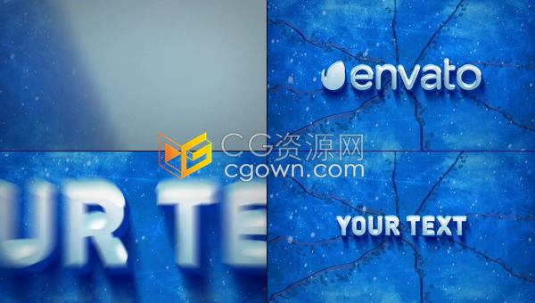雪花飘落简单LOGO撞击冰裂效果动画破冰标志片头-AE模板下载