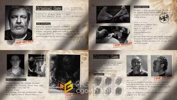 绝密情报档案旧纸文件主题刑事案件犯罪历史纪录片调查视频AE模板