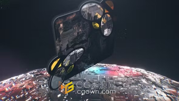 AE模板-3D抽象机械星球空间场景游戏科技标志动画LOGO演绎