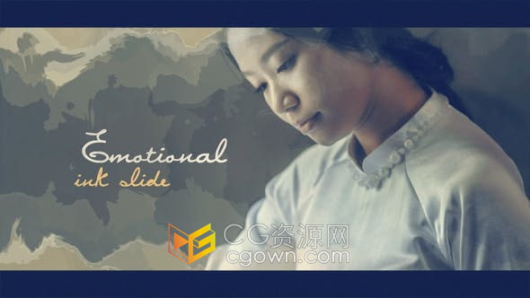 AE模板-复古风格水墨转场制作水色草图绘图效果视频相册旅行情感纪录片