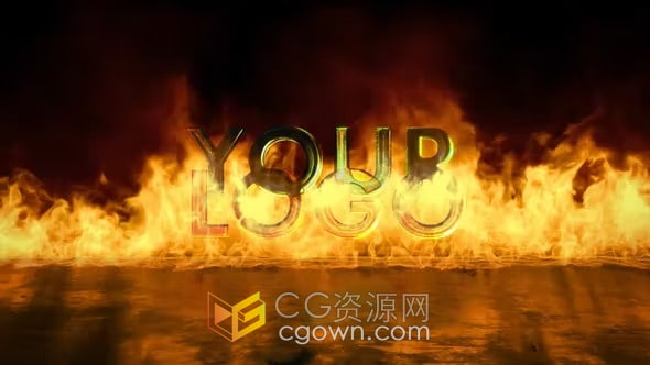 燃烧火焰场景金属3D标题动画视频片头-AE模板