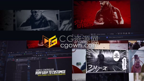 20种冻结样式静帧画面定格效果卡通漫画包制作有趣电影介绍V3-AE模板