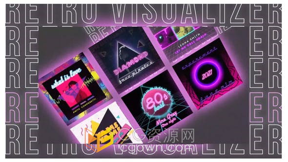 复古风格音乐可视化工具制作抖音社交平台音乐封面曲目推广动画-AE模板