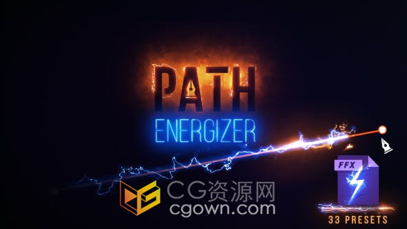 创建活力笔触路径动画电火霓虹灯液体魔术风格视觉效果-AE预设