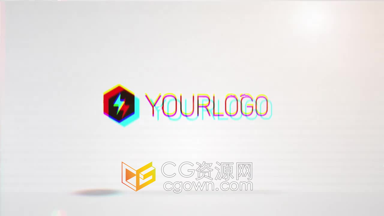 AE模板-掉落浮动小故障效果标志LOGO动画