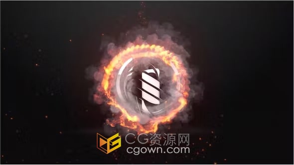 圆形火焰旋转LOGO动画-AE火标志片头模板