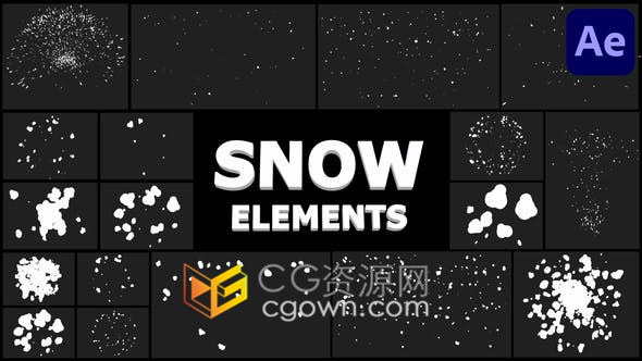 实用酷酷的卡通雪花雪球手绘元素雪花过渡效果免费下载-AE模板