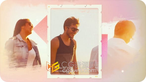 AE模板-浅色调画笔风格适合制作夏季美好回忆照片视频复古婚礼电子相册