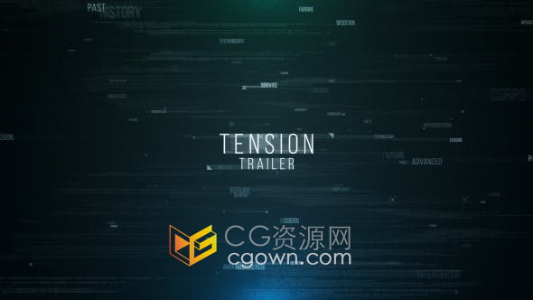 AE模板-HUD互联网高科技闪烁飞行文字故障元素标题预告片