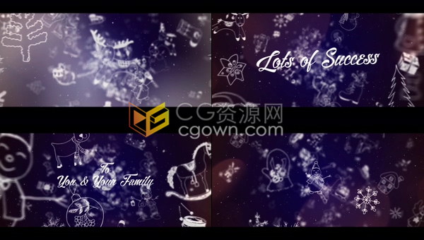 线条图案圣诞节元素老人魔术童话愿望庆祝冬季视频片头动画-AE模板下载