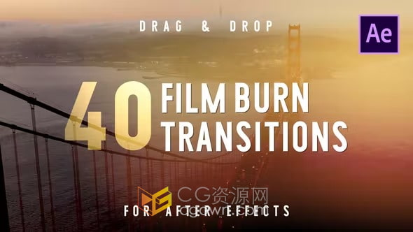 40组胶片漏光光效叠加效果视频转场过渡动画-AE模板下载