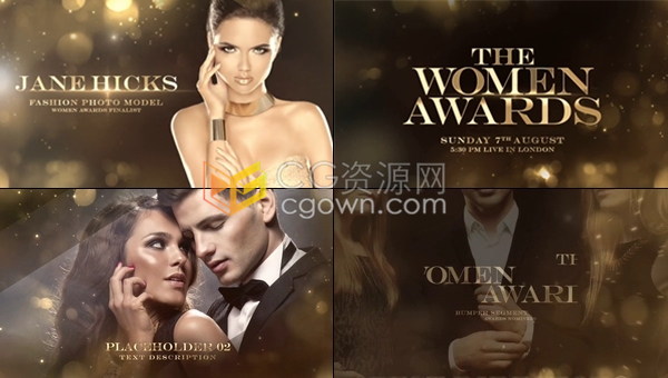 黄金金色粒子散景光斑大气奢华大型晚会典礼活动现场视频宣传片包装-AE模板下载