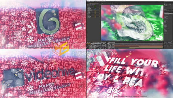雪花冰冷结霜LOGO动画效果庆祝圣诞节冬季宣传视频片头-AE模板免费下载